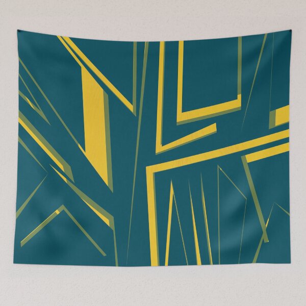 Item preview, "Electric Contact Angles" - Bright Yellow Blue Green Abstract Squares Sharp Shapes designed and sold by pngrktes-art.