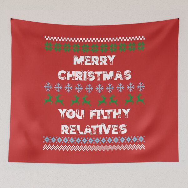 Item preview, Merry Christmas, You Filthy Relatives - Funny and Slightly Offensive Family Christmas (White Text) designed and sold by Spiprinto.