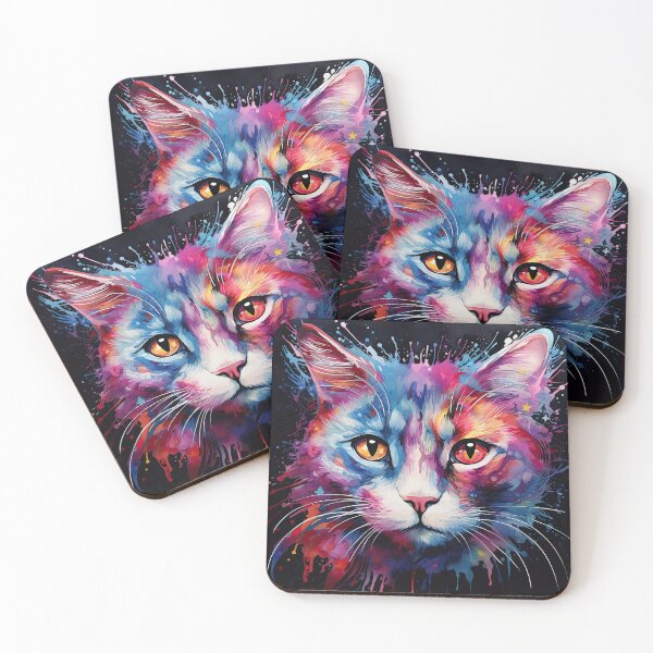 Item preview, Colorful Kitty designed and sold by Hawk Lake Art.
