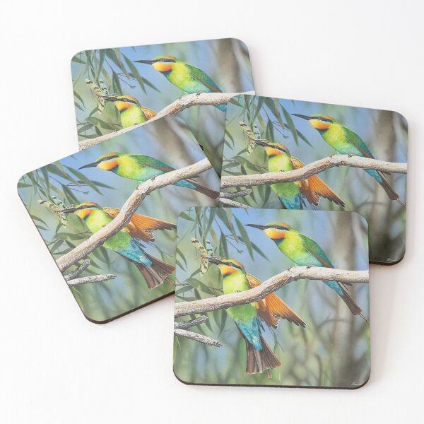 Item preview, Catch of the Day (Rainbow Bee-Eaters) designed and sold by Frances McMahon Watercolour Bird Artist.