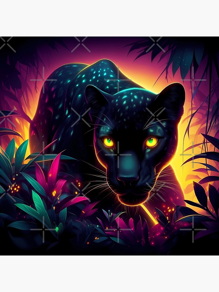 Pumas negros pantera negra puma selva exotica y bosque luminoso Poster