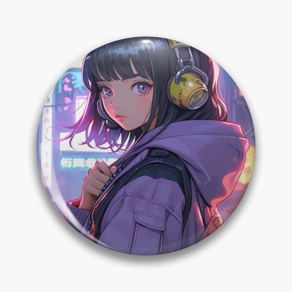 Item preview, Cute Neon City Night Anime Girl designed and sold by bubblegoth.