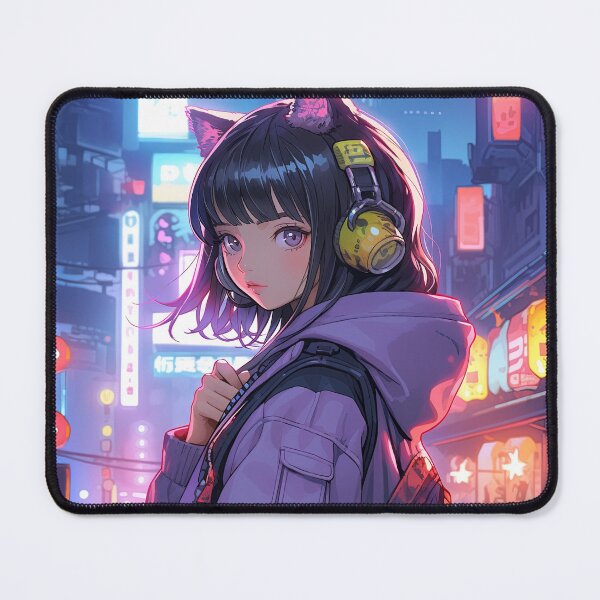 Item preview, Cute Neon City Night Anime Girl designed and sold by bubblegoth.