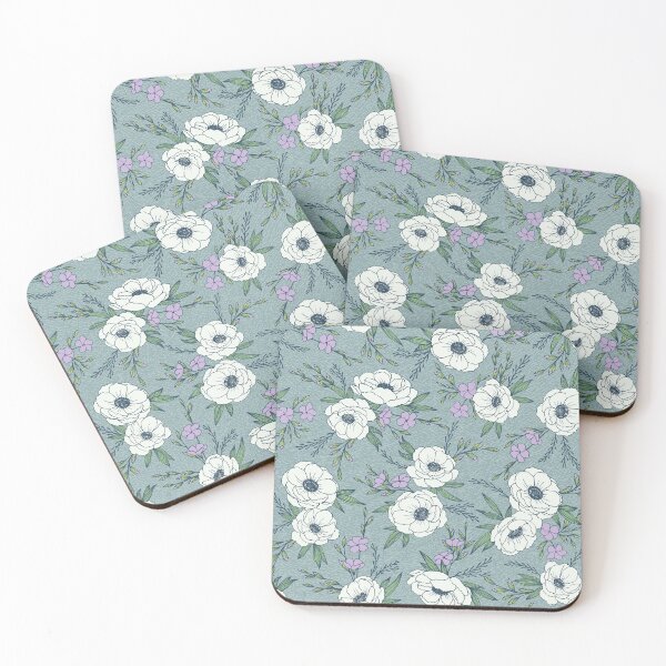 Item preview, Italian Anemone Blue Flowers Floral Print  designed and sold by ArtfulFreddy.