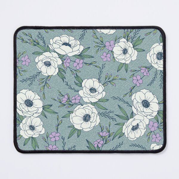 Item preview, Italian Anemone Blue Flowers Floral Print designed and sold by ArtfulFreddy.