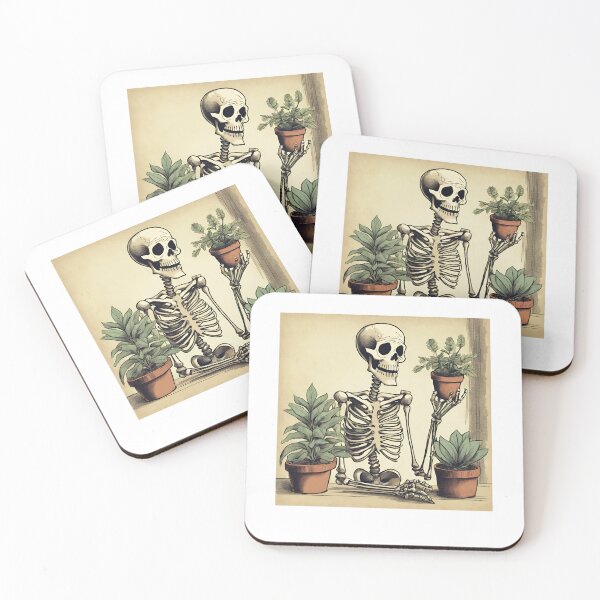 Item preview, Skeleton with his Houseplants designed and sold by cozyvintage.