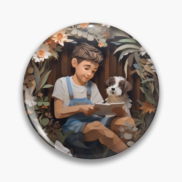 Item preview, Paper Art of Boy Playing with his Puppy in the Garden designed and sold by Artmugic.