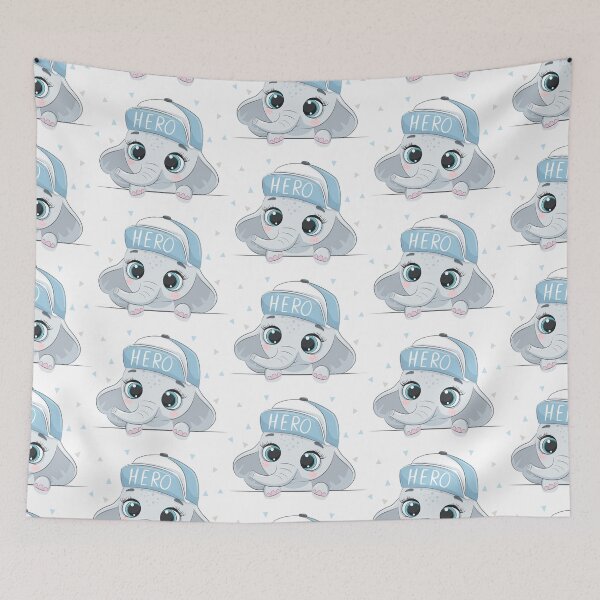Item preview, cute elephant boy with cap, cute elephant with hero cap, cute elephant with hat designed and sold by GreyStanzione1.