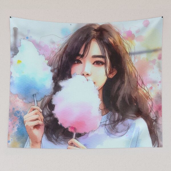 Artikelvorschau, Ein Mädchen, das Zuckerwatte isst. entworfen und verkauft von growing-mom.