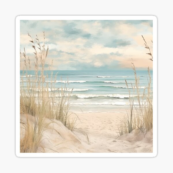 Item preview, Watercolor painting sea with sand nostalgia designed and sold by ElColombianito.