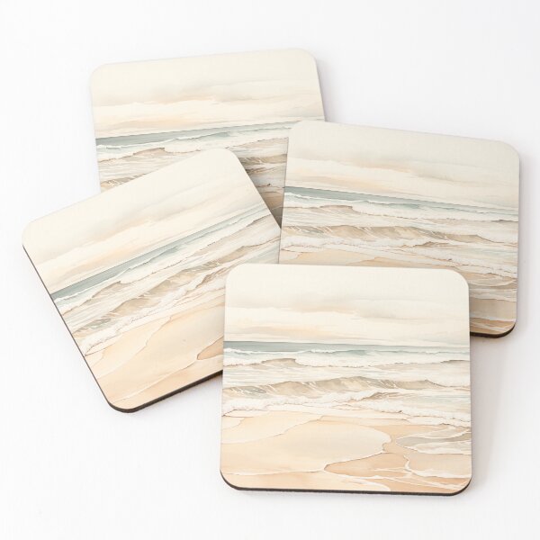 Item preview, Watercolor painting waves at sunset designed and sold by ElColombianito.