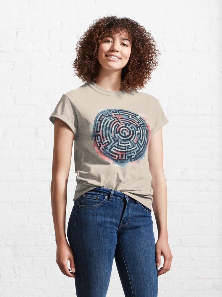 Thumbnail 4 of 7, Classic T-Shirt, Watercolor Labyrinth Maze designed and sold by heartsake.