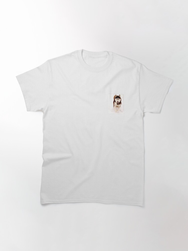 Thumbnail 3 of 7, Classic T-Shirt, Siberian Husky running in snow designed and sold by RBCat007.