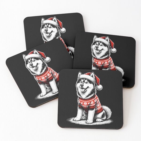 Item preview, Husky Christmas Vintage Ugly Sweater Santa's Hat Xmas designed and sold by JoelFox165.