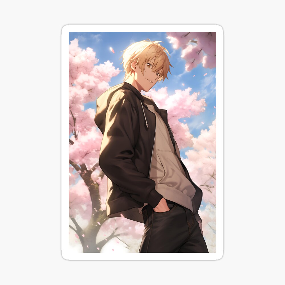 Cool Anime Boy and Cherry Blossom Trees - Anime Wallpaper