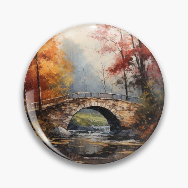 Item preview, Stone Bridge Over River In Fall designed and sold by Hartbecke.