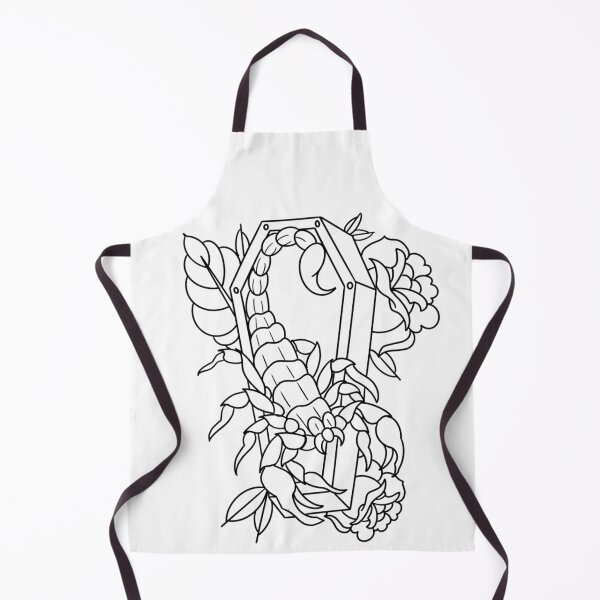 Item preview, Traditional black coffin scorpion flowers flash designed and sold by ReaperRoseCo.