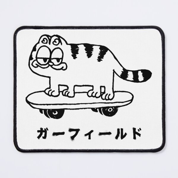 Item preview, Garfield Japanese Skateboard (black artwork) designed and sold by Kevin Chaves.