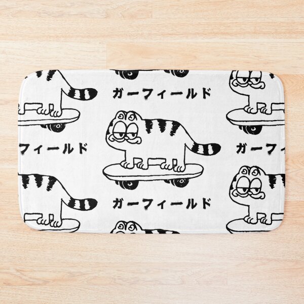 Item preview, Garfield Japanese Skateboard (black artwork) designed and sold by Kevin Chaves.