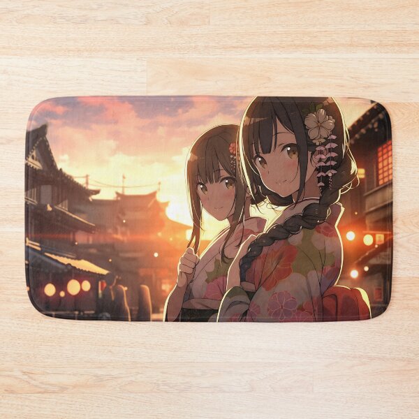 Item preview, Traditional Japanese Anime Girls in Kyoto at Sunset - Anime Wallpaper designed and sold by KAIGAME Art.