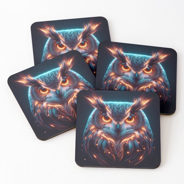 Item preview, Owl cute face, Luminous Abstract Glowing feathers designed and sold by Oz64.