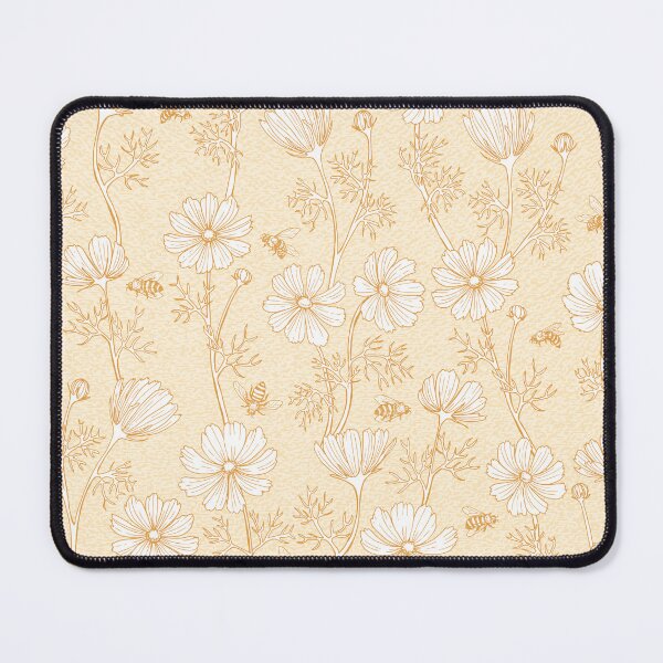 Item preview, Wild Cosmos and Honey Bees in Vintage Gold Flowers designed and sold by ArtfulFreddy.