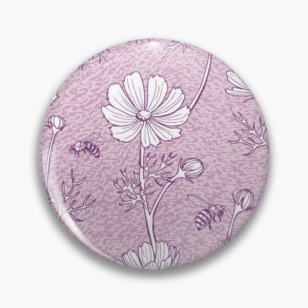 Item preview, Wild Cosmos and Honey Bees in Vintage Violet Flowers designed and sold by ArtfulFreddy.