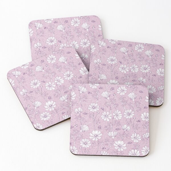 Item preview, Wild Cosmos and Honey Bees in Vintage Violet Flowers designed and sold by ArtfulFreddy.