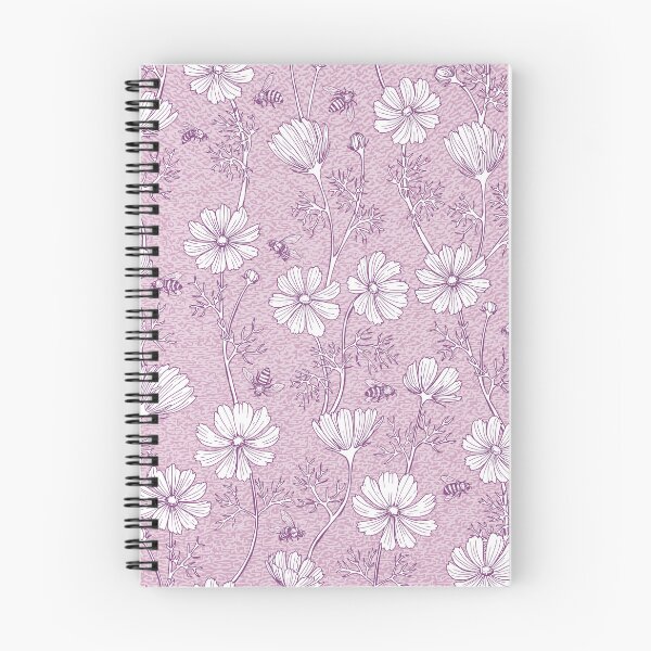 Item preview, Wild Cosmos and Honey Bees in Vintage Violet Flowers designed and sold by ArtfulFreddy.