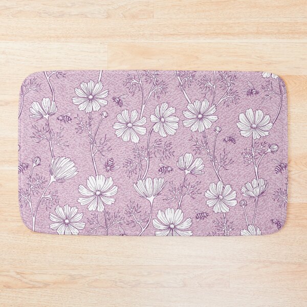 Item preview, Wild Cosmos and Honey Bees in Vintage Violet Flowers designed and sold by ArtfulFreddy.
