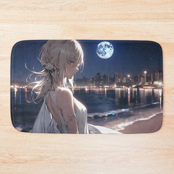 Item preview, Waifu Anime Girl on the Beach at Night - Anime Wallpaper designed and sold by KAIGAME Art.