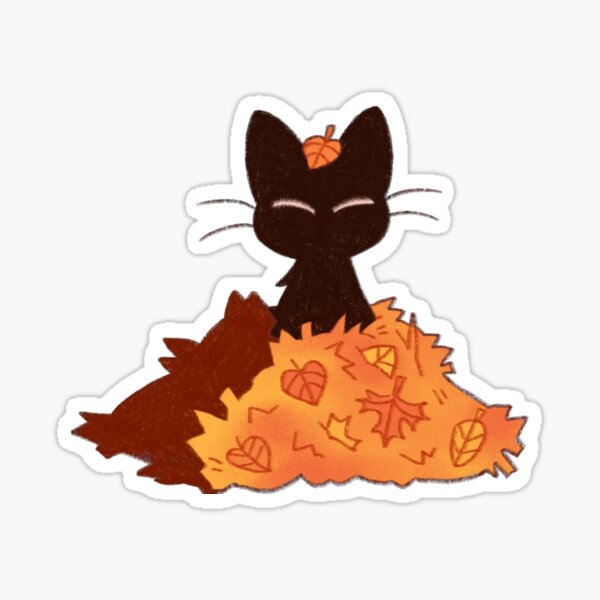 Leaf Pile Cat Sticker