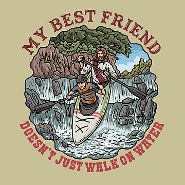 Artwork thumbnail, Jesus & Man Kayaking by ChristlikeMerch