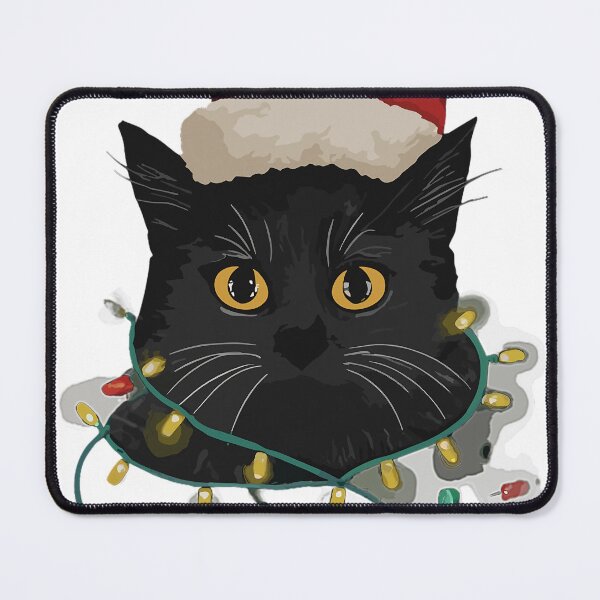 Item preview, Santa Black Cat Tangled Up In Christmas Tree Lights Holiday : Merry Christmas designed and sold by hayamajaoud.