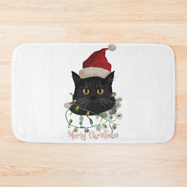 Item preview, Santa Black Cat Tangled Up In Christmas Tree Lights Holiday : Merry Christmas designed and sold by hayamajaoud.