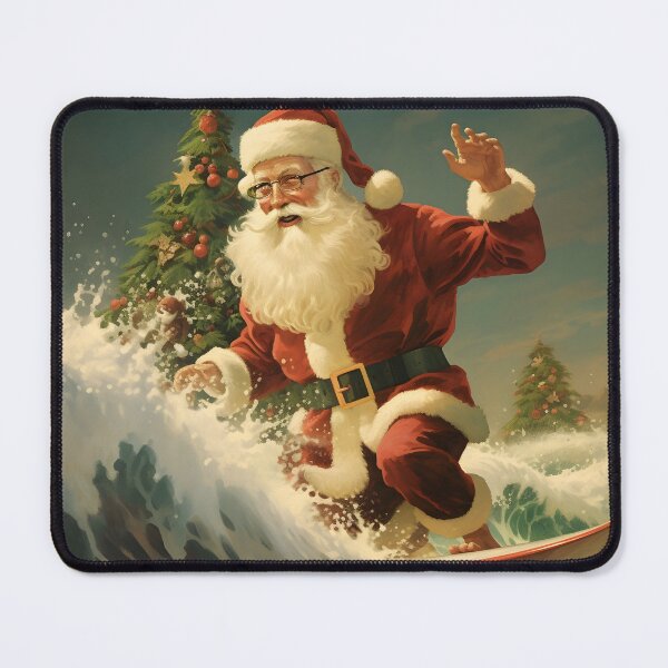 Item preview, surfing christmas santa claus holiday print designed and sold by dcrc.