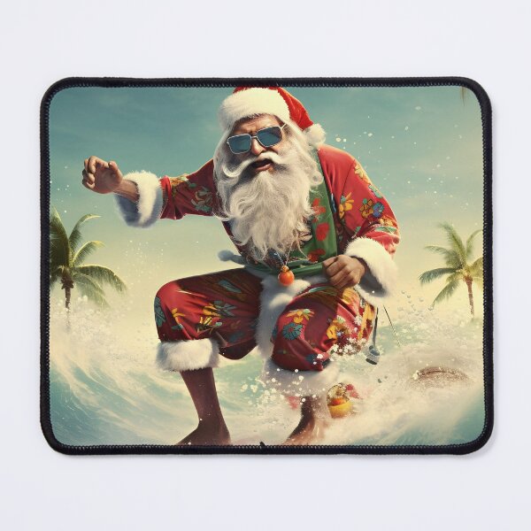 Item preview, surfing christmas santa claus holiday print designed and sold by dcrc.