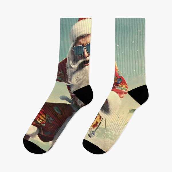 Item preview, surfing christmas santa claus holiday print designed and sold by dcrc.
