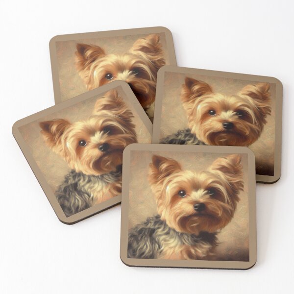 Item preview, Sitting Pretty - Yorkshire Terrier in Van Gogh Style, Yorkie Doggo - Yellow Tones designed and sold by Star-Fragment.