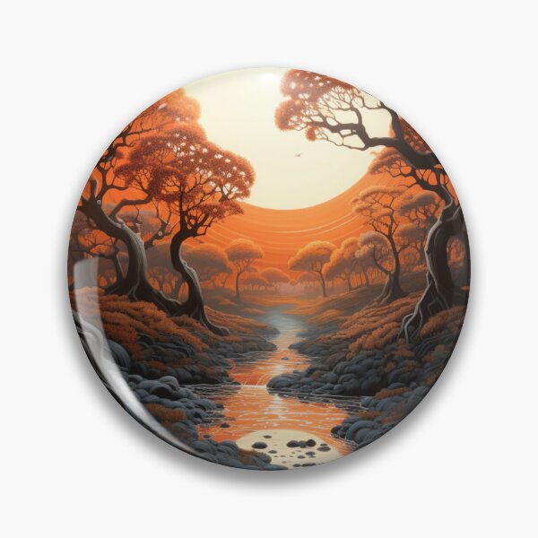 Item preview, Oak Trees Along A Stream At Sunset designed and sold by Hartbecke.