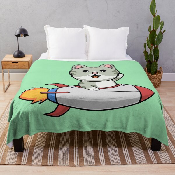 Item preview, Cute cat riding rocket cartoon illustration designed and sold by cubbone.
