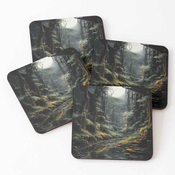 Item preview, Forest Stream Under Moonlight Sky designed and sold by Hartbecke.