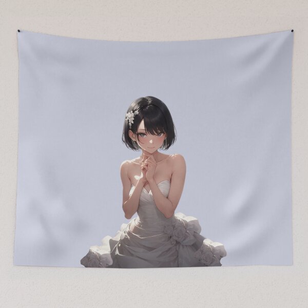 Item preview, Whimsical Wedding Bliss | Adorable Girl in Cute Wedding Dress Art Print designed and sold by Anime-Community.