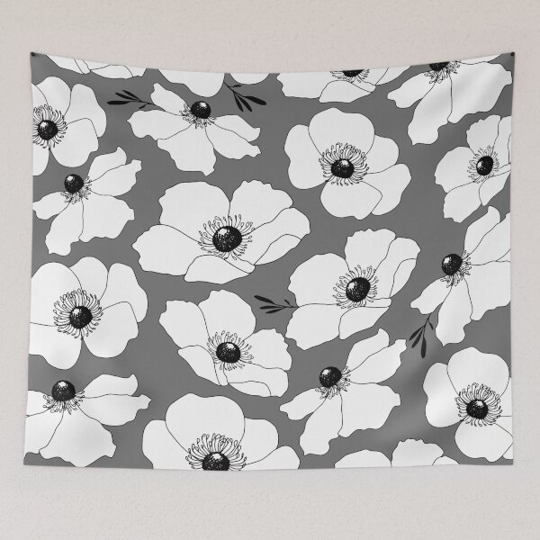 Item preview, White Japanese Anemone Pattern designed and sold by SusanEileenEvans.