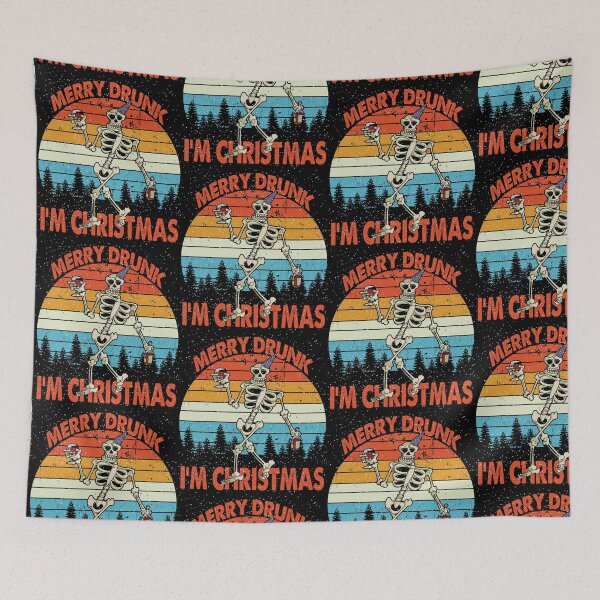 Item preview, Merry Drunk I'm Christmas | Funny Drunk Skeleton | Retro Xmas Sunset designed and sold by Qudkin.