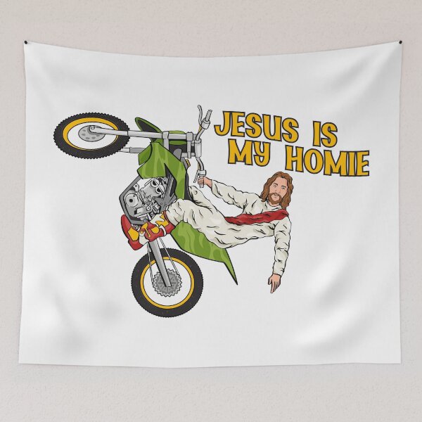 Item preview, Christ on a Bike - Jesus Dirt Biking designed and sold by ChristlikeMerch.