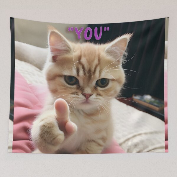 Item preview, Naughty kitten pointing finger - humorous cat designed and sold by inkArtistryfine.