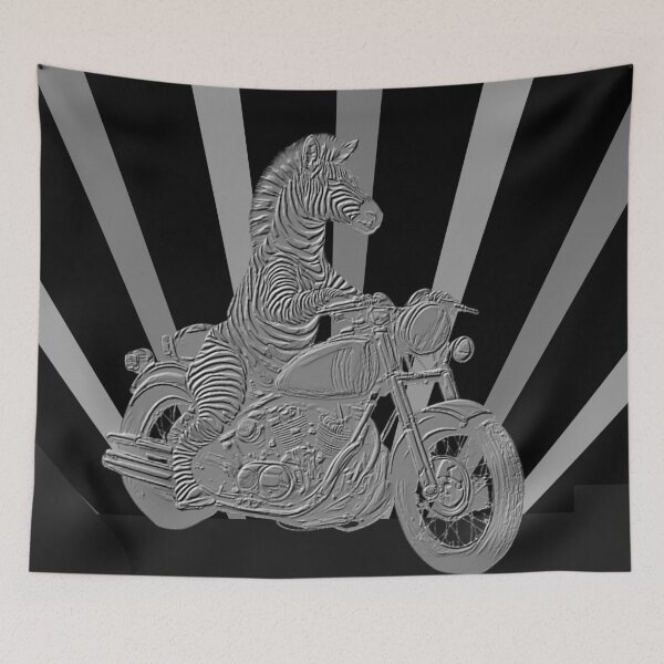 Item preview, Motorcycle Zebra (embossed look) designed and sold by ZebraKnees.