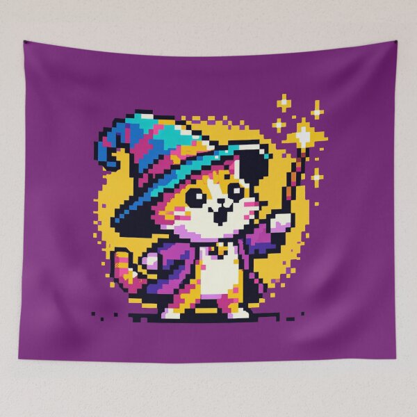 Item preview, Magical Cat Wizard: 8-Bit Spellcaster designed and sold by PixelPunkster.