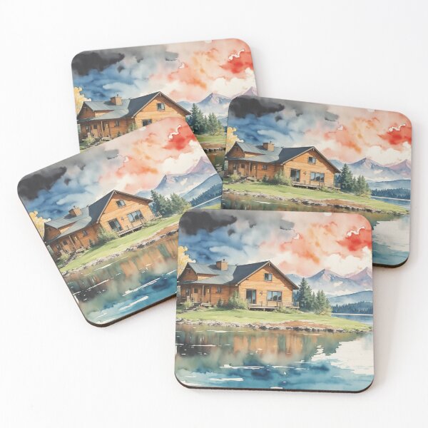Item preview, 001 Cabin House Watercolor Painting designed and sold by Alexis Art Collection.